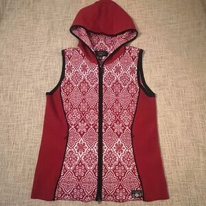 Icelandic Design Wool Blend Hooded Vest Full Zip Women's Sz M Zipper Pockets